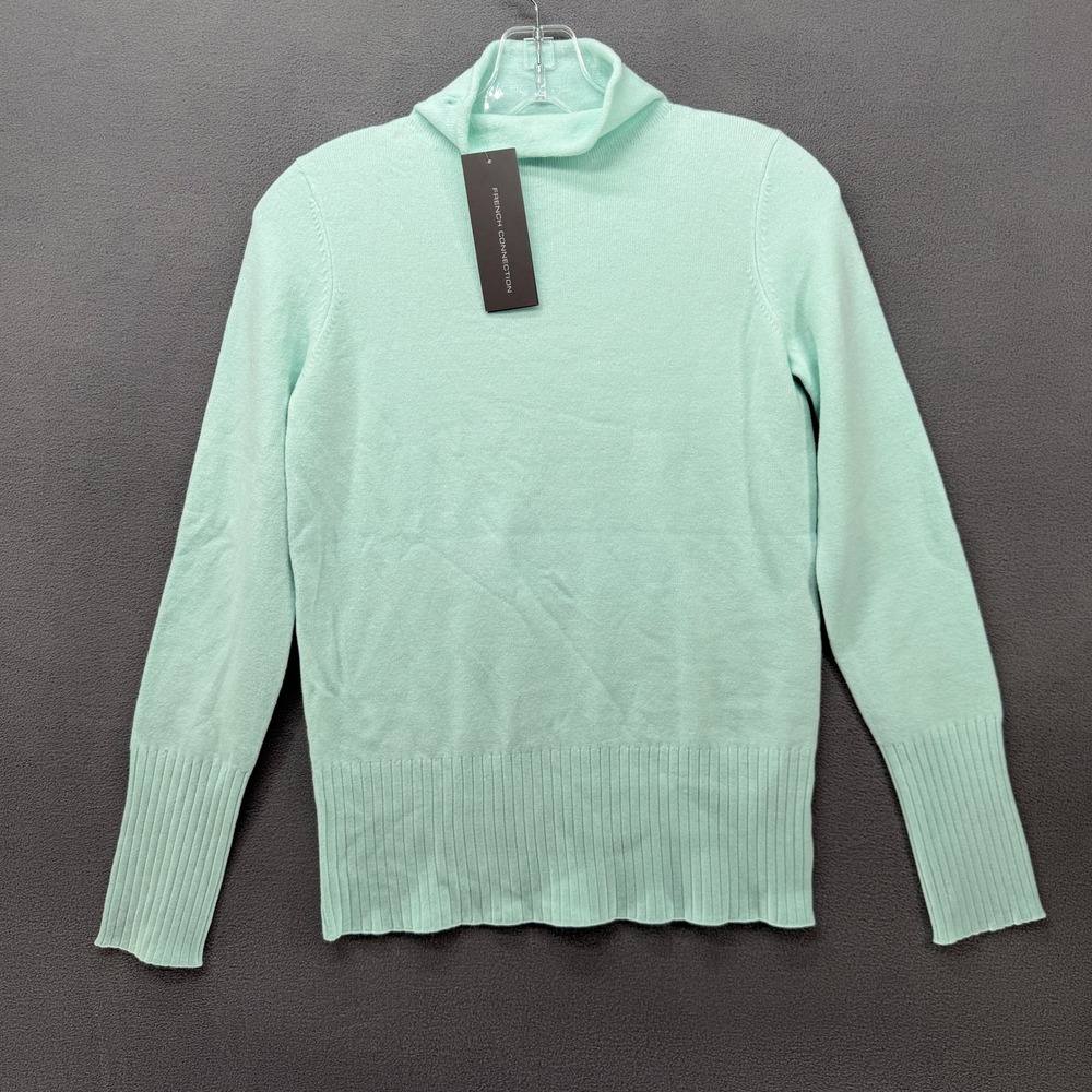 French Connection Sweater Fresh Aqua Roll Neck Jumper Turtleneck Womens XS
